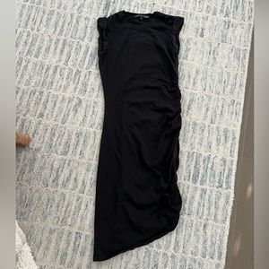 Veronica Beard Jean Black Ruched Asymmetric Cotton Midi Dress